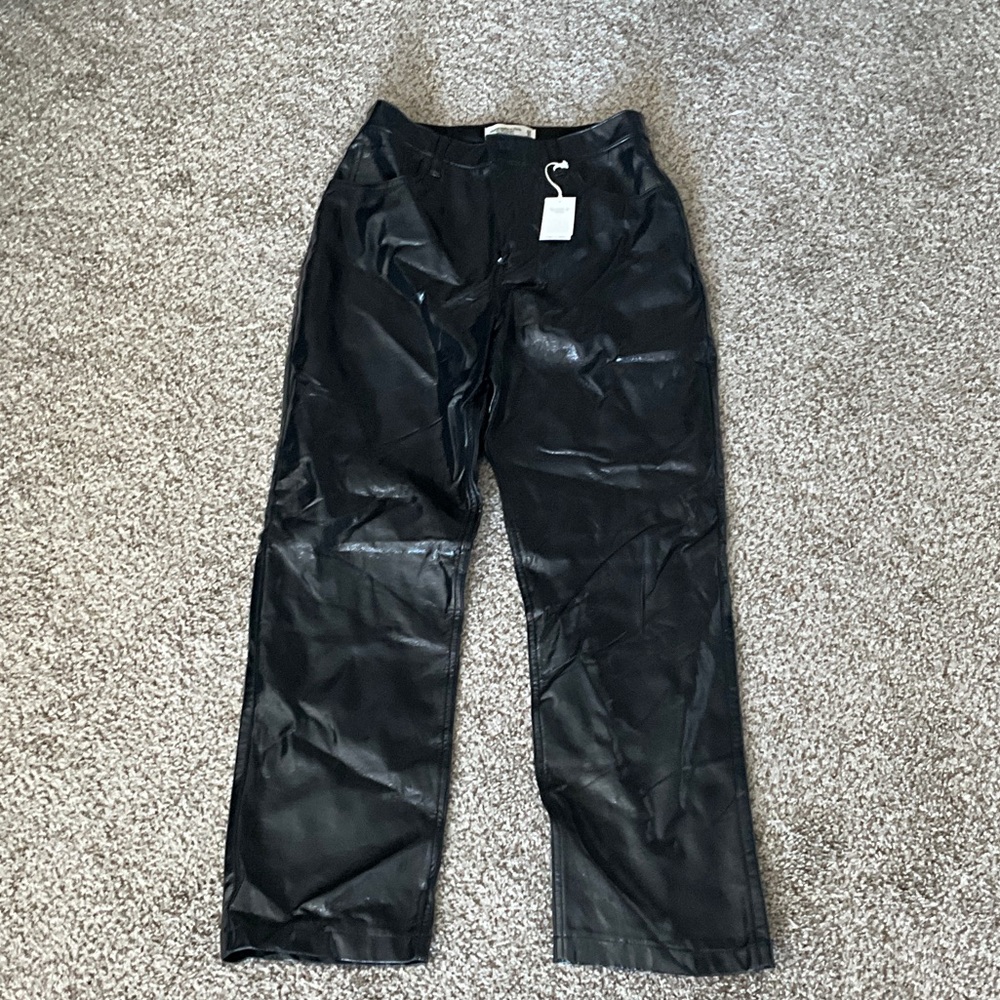 Abercrombie & Fitch Shiny Black Vegan Leather Trousers